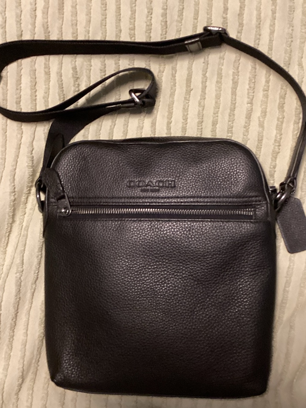 Coach Black Pebbled Leather Messenger Crossbody
